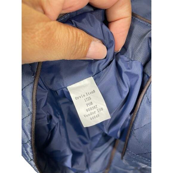 Women's Orvis Navy Blue Quilted Jacket M Mandarin Collar Snap Front - Picture 7 of 11